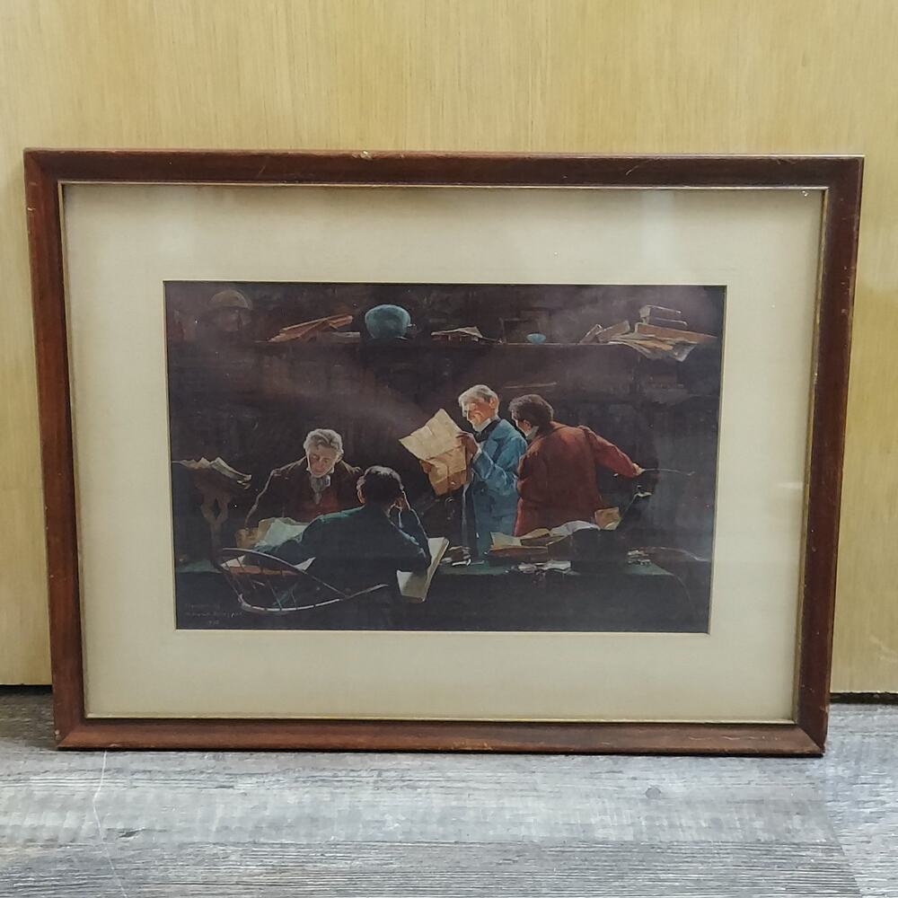 Antique William Verplanck Birney Copyright 1908 13"x17" Framed Art Print